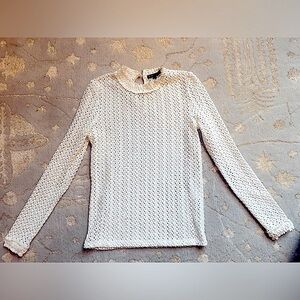 Maje - White Eyelet Knit Long-Sleeve Top - Size 1